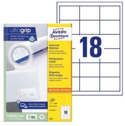 AVERY Etikett AVERY 3671 64x45 mm fehér univerzális 1800 címke/doboz 100 ív/doboz (3671) - robbitairodaszer