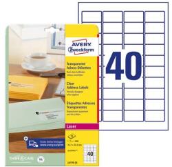 Avery Etikett AVERY L4770-25 45, 7x25, 4 mm átlátszó 1000 címke/doboz 25 ív/doboz (L4770-25) - robbitairodaszer
