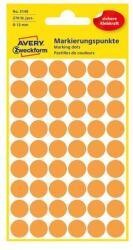Avery Etikett AVERY 3148 jelölőpont 12 mm neon narancssárga 270 címke/doboz 5 ív/doboz (3148) - robbitairodaszer