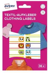 Avery Etikett AVERY 45 mm x 13 mm ruhacímke állatos 36 címke/csomag 2 íves (ETVET36A) - robbitairodaszer