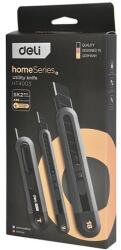 Deli Univerzális vágókés DELI műanyag test különböző méret fekete 3 darabos (DEHT4003)