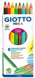 GIOTTO Színes ceruza GIOTTO Mega hatszögletű extra vastag 8 darabos (6 alapszín+arany+ezüst) (2254 00) - robbitairodaszer