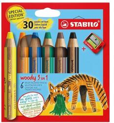 STABILO Színes ceruza STABILO Woody Tiger 3in1 hengeres vastag hegyezővel 6 darabos (8806-4-2) - robbitairodaszer