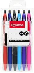 Optima Golyóstoll készlet OPTIMA nyomógombos 521 vegyes színek 6 darabos (100918) - robbitairodaszer