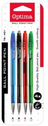 Optima Golyóstoll készlet OPTIMA nyomógombos TB 401 0, 7 mm vegyes színek 4 darabos (10995) - robbitairodaszer