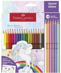 Faber-Castell Színes ceruza FABER-CASTELL kastélyos Unikornis matricával 18 darabos + 6 darab pasztell színes ceruzával (111221) - robbitairodaszer