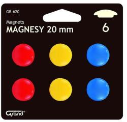 Grand Táblamágnes GRAND 20mm 6 darabos vegyes színű (130-1549) - robbitairodaszer