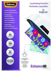 Fellowes Lamináló fólia FELLOWES A/4 80 mikron fényes 100/csom (5306114) - robbitairodaszer