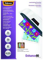 Fellowes Lamináló fólia FELLOWES A/4 80 mikron fényes öntapadó 100/csom (5302202) - robbitairodaszer