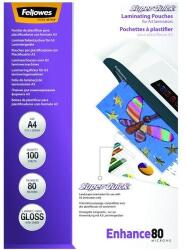 Fellowes Lamináló fólia FELLOWES A/4 SuperQuick 80 mikron fényes 100/csom (5440001) - robbitairodaszer