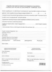 Vectraline Nyomtatvány engedély más tulajdonát képező gépkocsi használatára VECTRALINE (22558) - robbitairodaszer