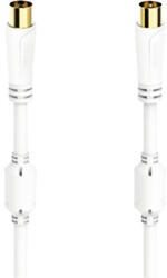 Hama Prelungitor cablu coaxial Hama 1, 5m 100dB alb, incl. mufe TV aurite (mamă/tată) (205246)
