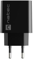 NATEC Töltő, Natec, USB-A+USB-C, 20W, Fekete