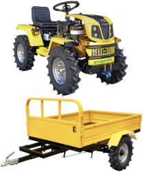 ProGarden Minitractor ProGARDEN Campo T18 V25.1 4x4, 18CP, benzina, hidraulica fata-spate, roti 6.00-12 + Remorca minitractor ProGarden campo RM600CT (4560000103PR)