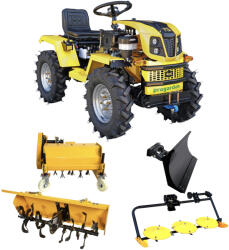 ProGarden Minitractor ProGARDEN Campo T18 V25.1 4x4, 18CP, benzina, hidraulica fata-spate, roti 6.00-12 cu freza tractata, tocator vegetatie, cositoare cu discuri si lama zapada pietris (4560000103PFTLC)