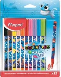 Maped Filctoll készlet, 2 mm, kimosható, MAPED "Color`Peps Ocean Life", 12 különböző szín (845701) - nyomtassingyen