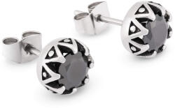 Troli Divatos acél fülbevaló fekete kristályokkal KS-143