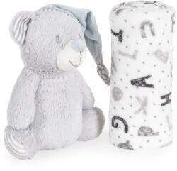 Cangaroo Ajándékdobozos plüss takaró 90x75 cm - plüss mackó - szürke betűk