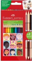 Faber-Castell Children of the World színes ceruza, 12 + 3 kétszínű ceruza, bőrszín (FC511514)