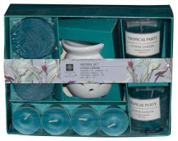 Aroma Di Rogito illatosított szett, kerámia/viasz, 21.5x16x7 cm, citromkert (KO-CC5061530CG)