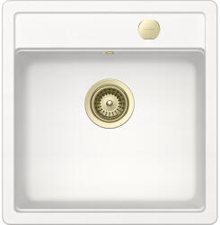 SCHOCK Schock Mono N-100S konyhai mosogatótálca 490 x 510 mm Cristadur Polaris, hófehér és szűrőkosár, távműködtető gomb, túlfolyó takaró White Gold (SETMN100SPOPVWGO)