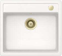 SCHOCK Schock Mono N-100 konyhai mosogatótálca 570 x 510 mm Cristadur Polaris, hófehér és szűrőkosár, távműködtető gomb, túlfolyó takaró White Gold (SETMN100POPVWGO)