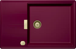 SCHOCK Schock Tia D-100LS konyhai mosogatótálca 780 x 500 mm Cristadur Berry, bogyószín és szűrőkosár, távműködtető gomb, túlfolyó takaró White Gold (SETTD100LSBEPVWGO)