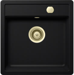 SCHOCK Schock Mono N-100S konyhai mosogatótálca 490 x 510 mm Cristadur Puro, intenzív fekete és szűrőkosár, távműködtető gomb, túlfolyó takaró White Gold (SETMN100SPUPVWGO)