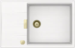 SCHOCK Schock Tia D-100LS konyhai mosogatótálca 780 x 500 mm Cristadur Polaris, hófehér és szűrőkosár, távműködtető gomb, túlfolyó takaró White Gold (SETTD100LSPOPVWGO)