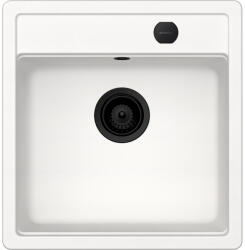 SCHOCK Schock Mono N-100S konyhai mosogatótálca 490 x 510 mm Cristadur Polaris, hófehér és szűrőkosár, távműködtető gomb, túlfolyó takaró Puro (SETMN100SPOPVPUR)