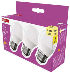 EMOS ZQ6E21-3, LED izzó Classic Mini Globe / E27 / 4, 2 W (40 W) / 470 lm / Meleg fehér (ZQ6E21-3)