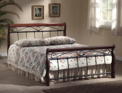 SIGNAL MEBLE Venecja Klasszikus Fa-Fém Franciaágy Antik Cseresznye-Fekete Kovácsoltvas Díszítéssel
