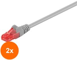 Goobay Set 2 x Cablu UTP Cat 6E Patch Cord, 5 m (TIV-2xUTP-6003/5GY-GBAY)