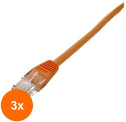 Well Set 3 x Cablu UTP, Cat 5e, Patch Cord, 2 m, Portocaliu, Well (TIV-3xUTP-0008-2OE-WL)