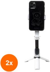 Z-tools Set 2 x Selfie Stick si Trepied cu Telecomanda Bluetooth, Telescopic, Super Mini, Alb (LIZ-2xZLN-ZTS8250)