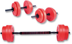 ROVERA - Súlyzó készlet rúddal és állítható tárcsákkal 17 kg-os testépítéshez 17 KG fekete|vörös