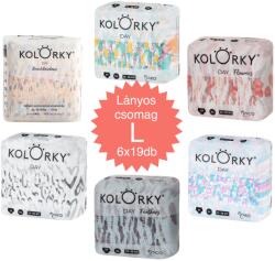 Kolorky Day öko pelenka, L (8-13kg) HAVI ADAG, Lányos, 6x19db