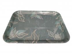  Tálca 38, 4*28, 5*2cm műanyag zöld leveles mintával SJ5 (SJ5)