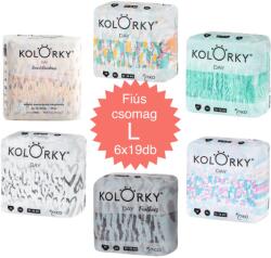 Kolorky Day öko pelenka, L (8-13kg) HAVI ADAG, Fiús, 6x19db