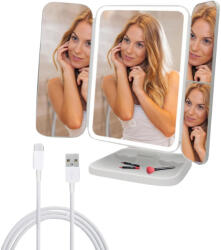  Kinyitható Kozmetikai Tükör LED Világítással, Állítható Szöggel - Fehér (NZ-430)