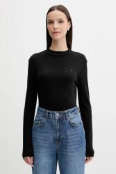 Tommy Hilfiger pamut hosszúujjú félgarbó nyakú, fekete, WW0WW47307 - fekete XS