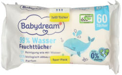 Babydream Extra Sensitive törlőkendő 99% vízzel (3x60 db) - 180 db