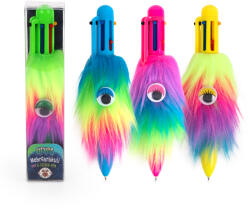 Trendhaus golyóstoll, 6 színű, neon, szőrmés, szemekkel (966063)