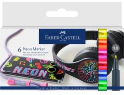 Faber-Castell Filc készlet 6db-os FABER Art and Graphic 1, 5mm Neon színek, 160°C-os sütőben 30 perces fixálás vízálló,