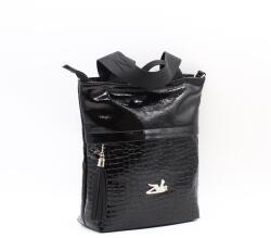 Zellia fekete lakk / krokkomontás rostbőr női kézi / válltáska 21020