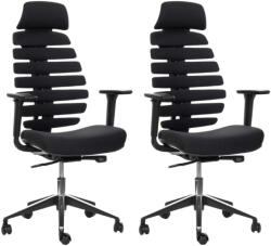 Mercury 2 darabos csomag Ergonomikus irodai szék FISH BONES fejtámlával, fekete műanyag, fekete 26-60, 3D karfák (2 db)