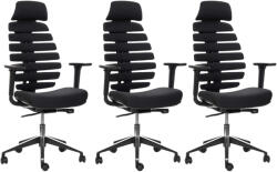 Mercury 3PACK Ergonomikus irodai szék FISH BONES PDH fekete műanyag, fekete 26-60, 3D karfa (3 db)