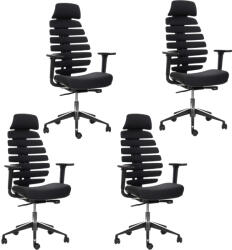 Mercury 4PACK Ergonomikus irodai szék FISH BONES PDH fekete műanyag, fekete 26-60, 3D karfa (4 db)