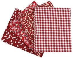  Patchwork szövet - piros - 4 db - 45 x 55 cm (pamut anyag)