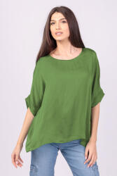 SHOPIKA Bluza din matase si vascoza cu funda pe spate, verde oliv Talie unica